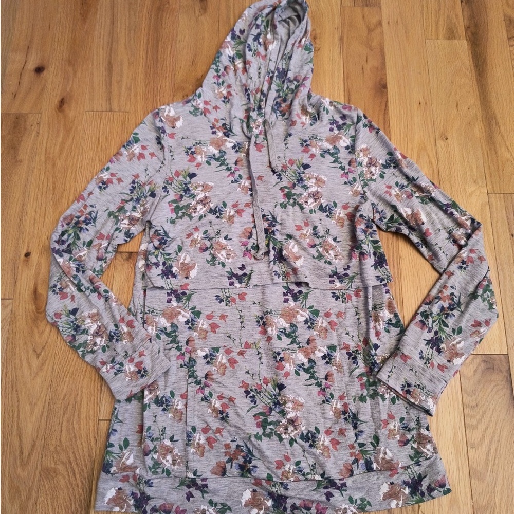 Latched Mama hooded long sleeve floral shirt top